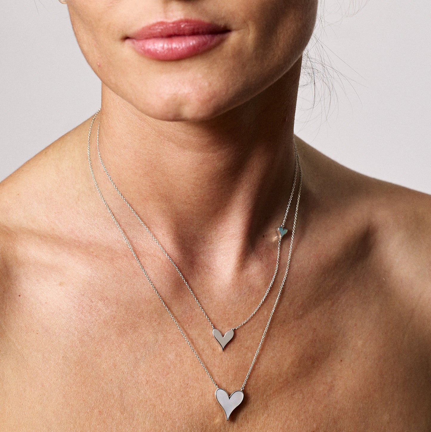 LoveLock Double Heart Pendant in 14k Rose Gold and Mother-of-Pearl