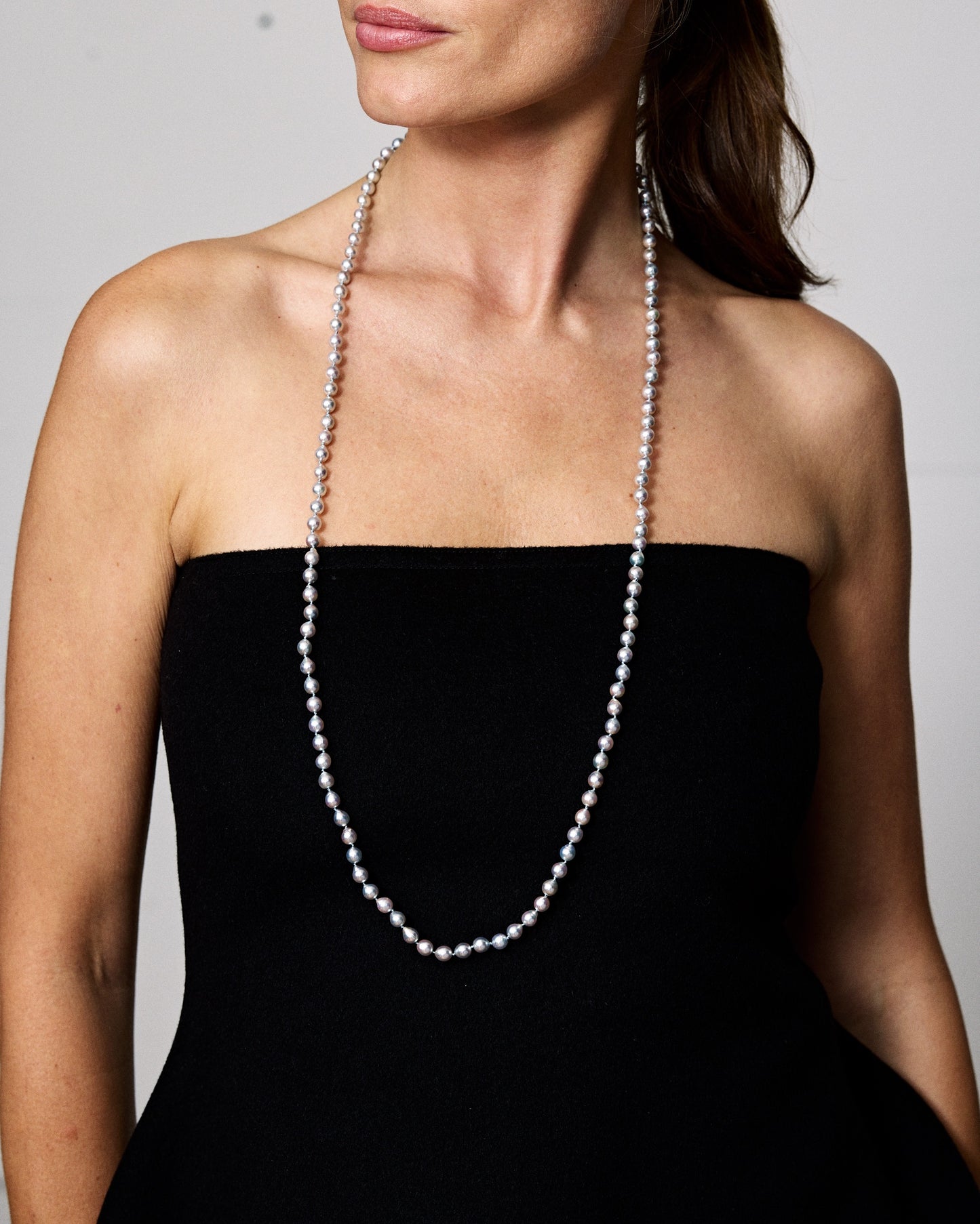 Akoya Silver-Blue Opera 6.0-6.5mm Baroque Pearl Strand with Sterling Silver Lobster Clasp
