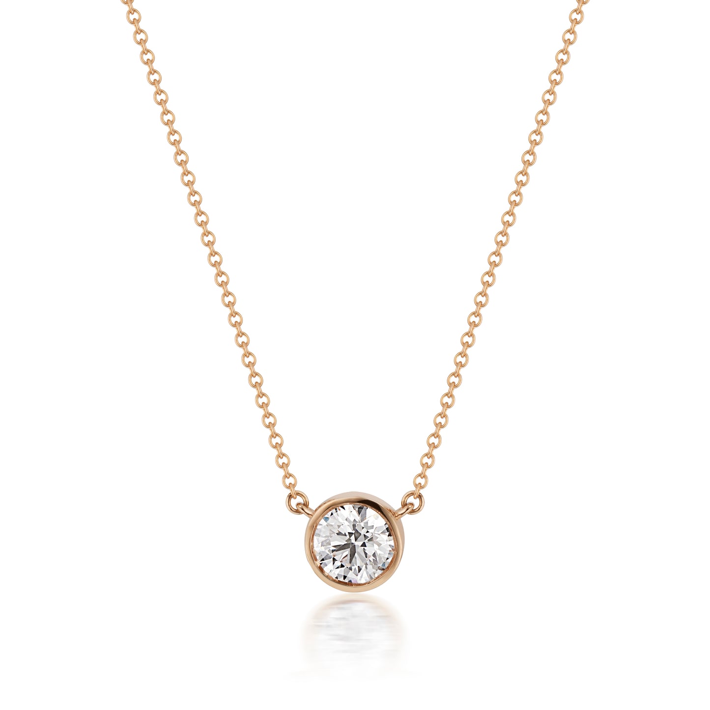 Bezel Set Diamond Pendant .5 Carat in 18k Rose Gold