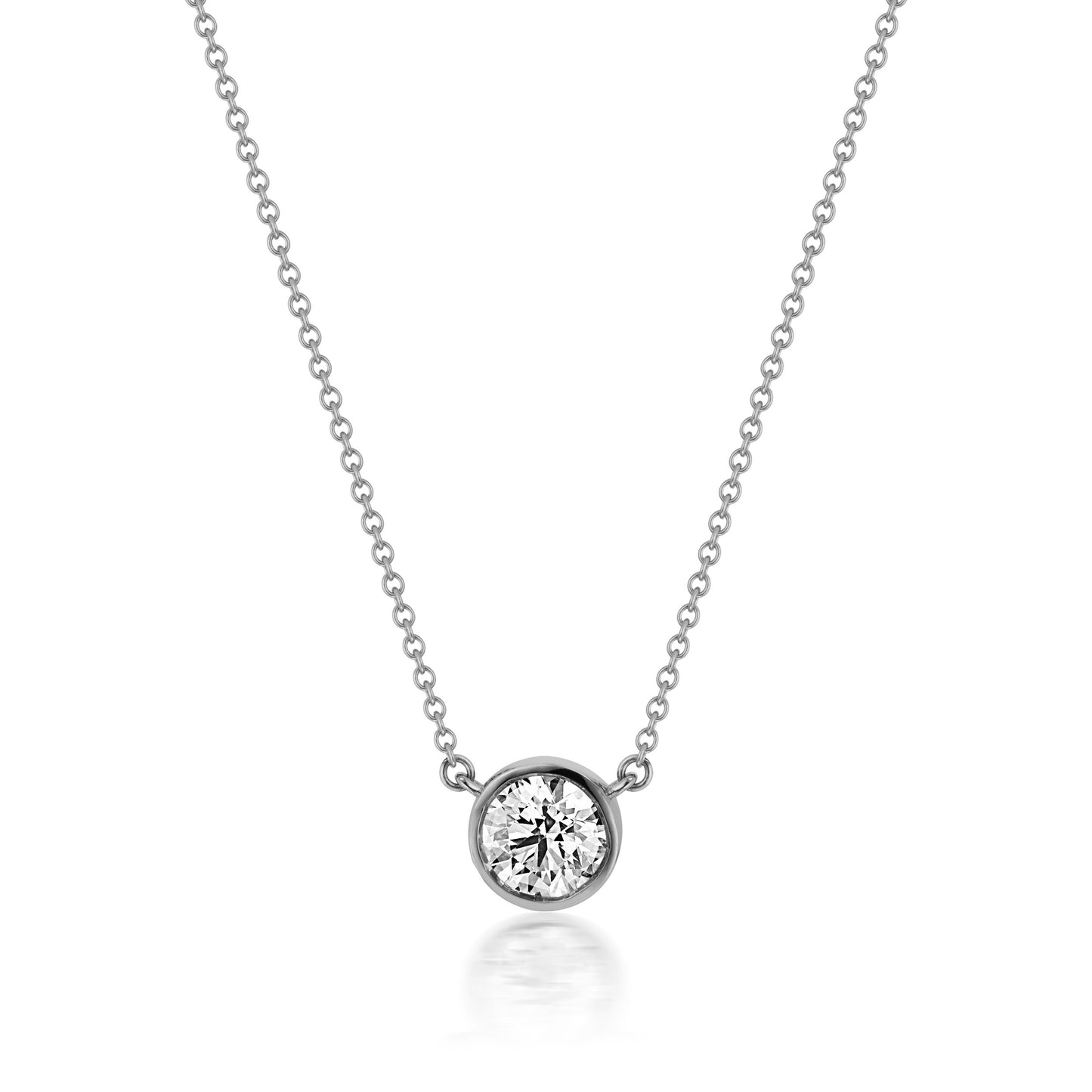 Bezel Set Lab-grown Diamond Pendant .5 Carat in 18k White Gold