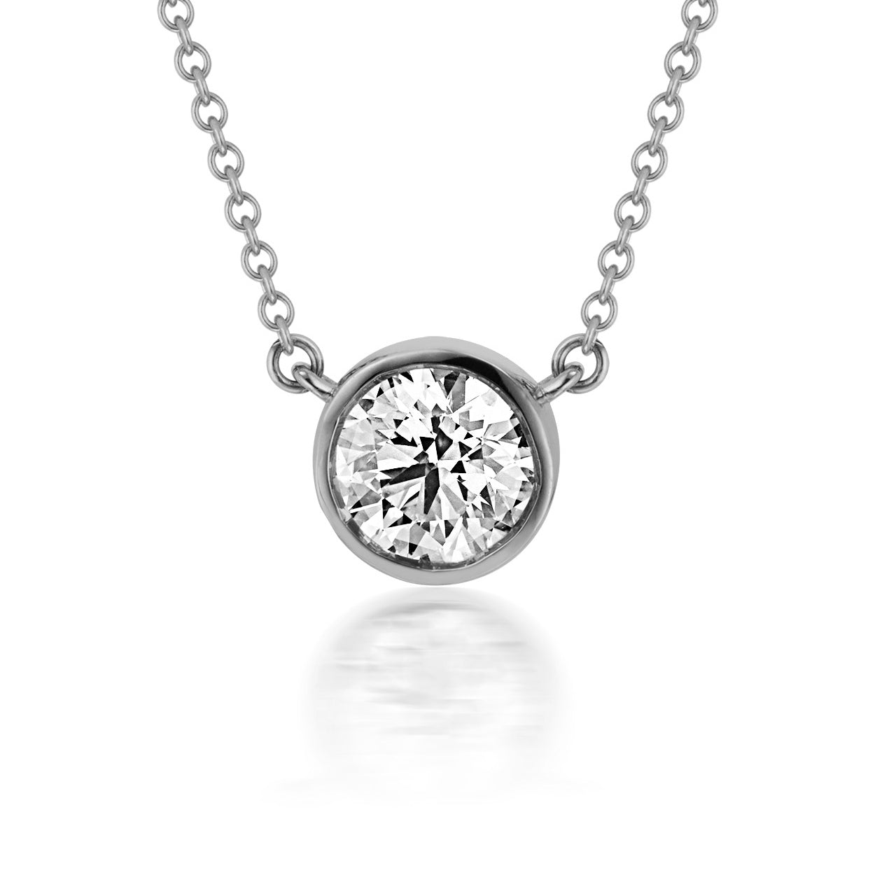 Bezel Set Lab-grown Diamond Pendant .5 Carat in 18k White Gold