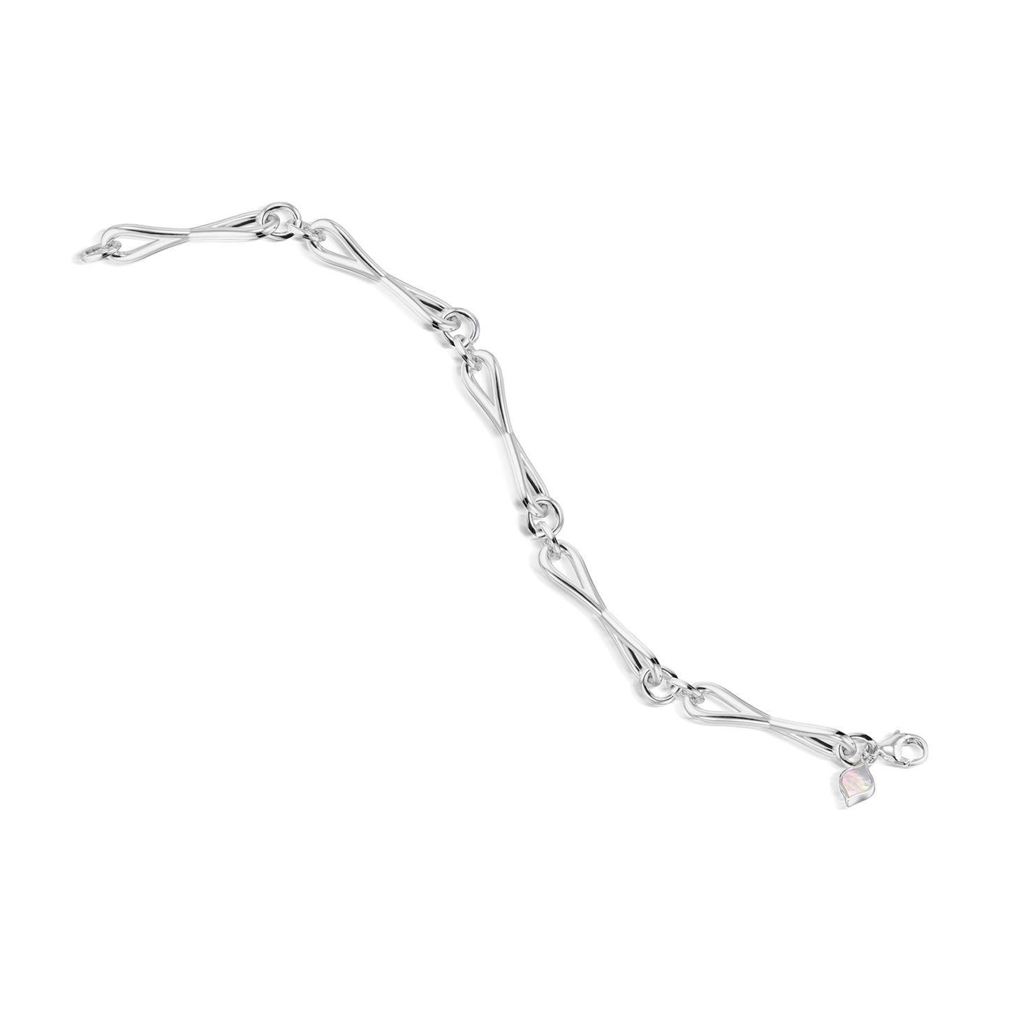WaterDrop Large Link Bracelet in Sterling Silver with Mother-of-Pearl Tag
