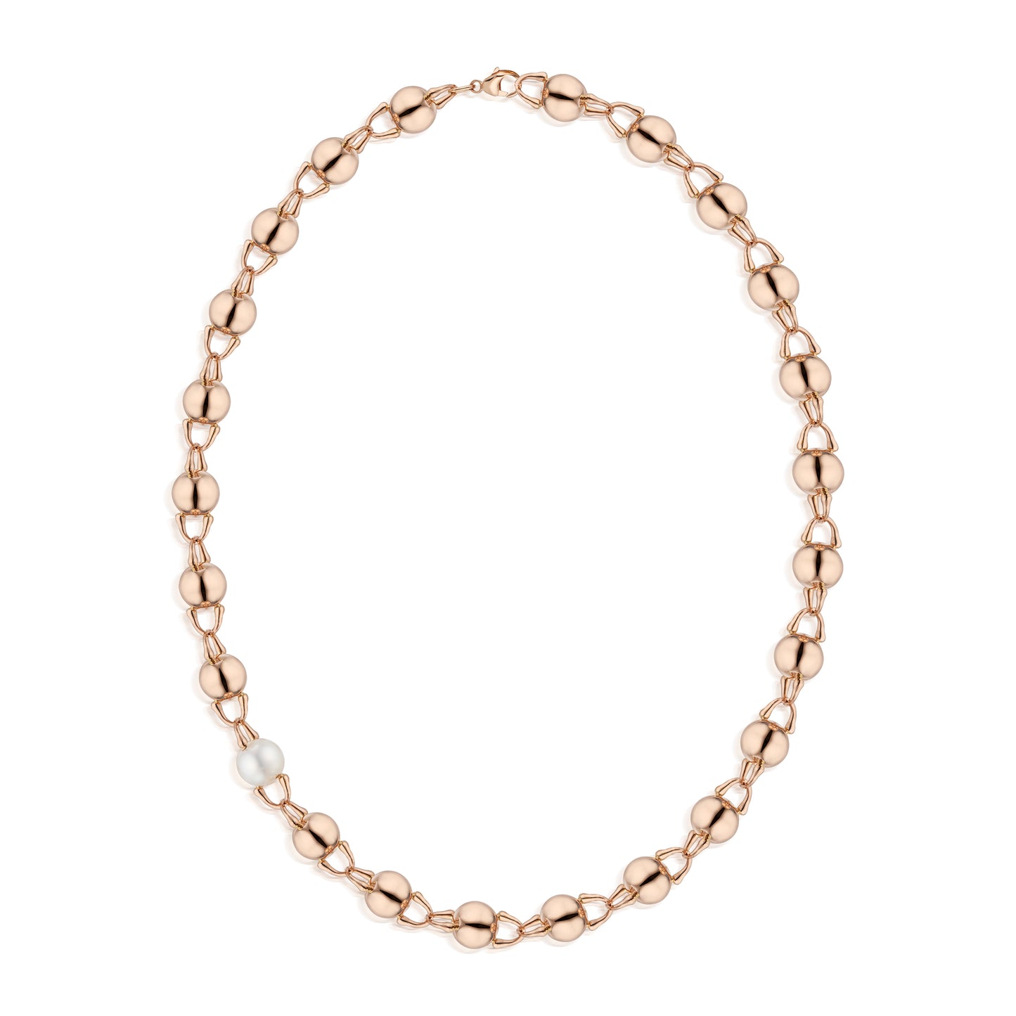 TreasureLock Bead and South Sea Pearl Necklace 10mm in Rose Gold
