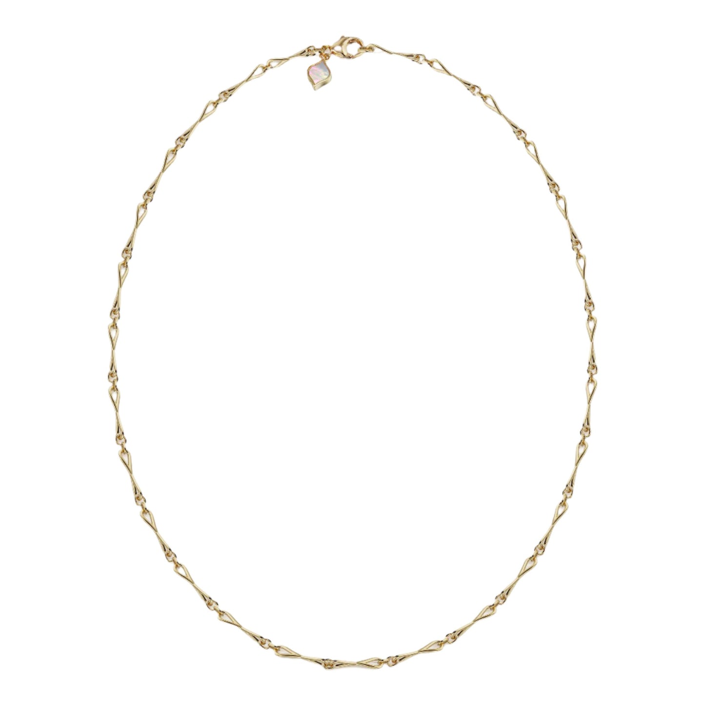 WaterDrop Medium Link Necklace in 14k Yellow SMO Gold with Mother-of-Pearl Tag