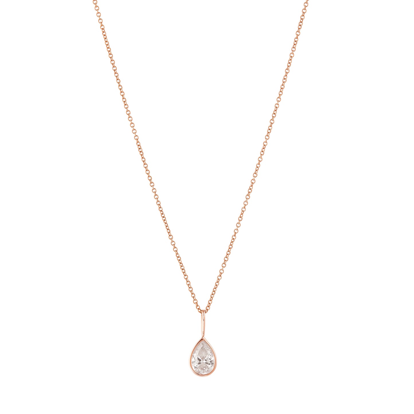 WaterDrop 1.0 Carat Lab-grown Pear Diamond Pendant in 18k Rose Gold