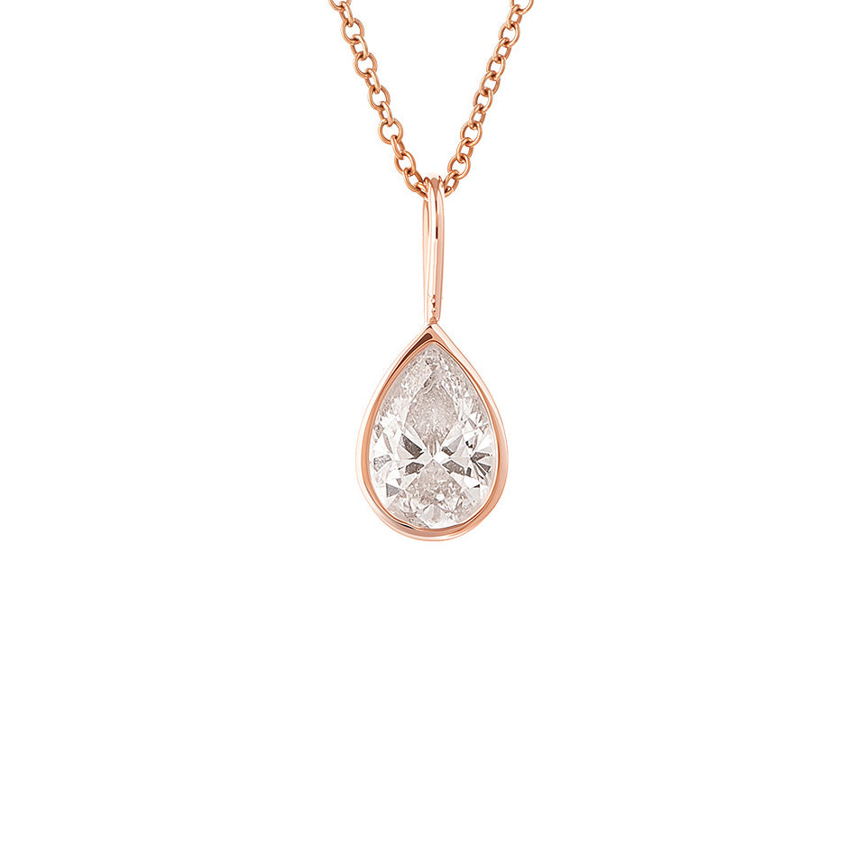 WaterDrop 1.0 Carat Lab-grown Pear Diamond Pendant in 18k Rose Gold