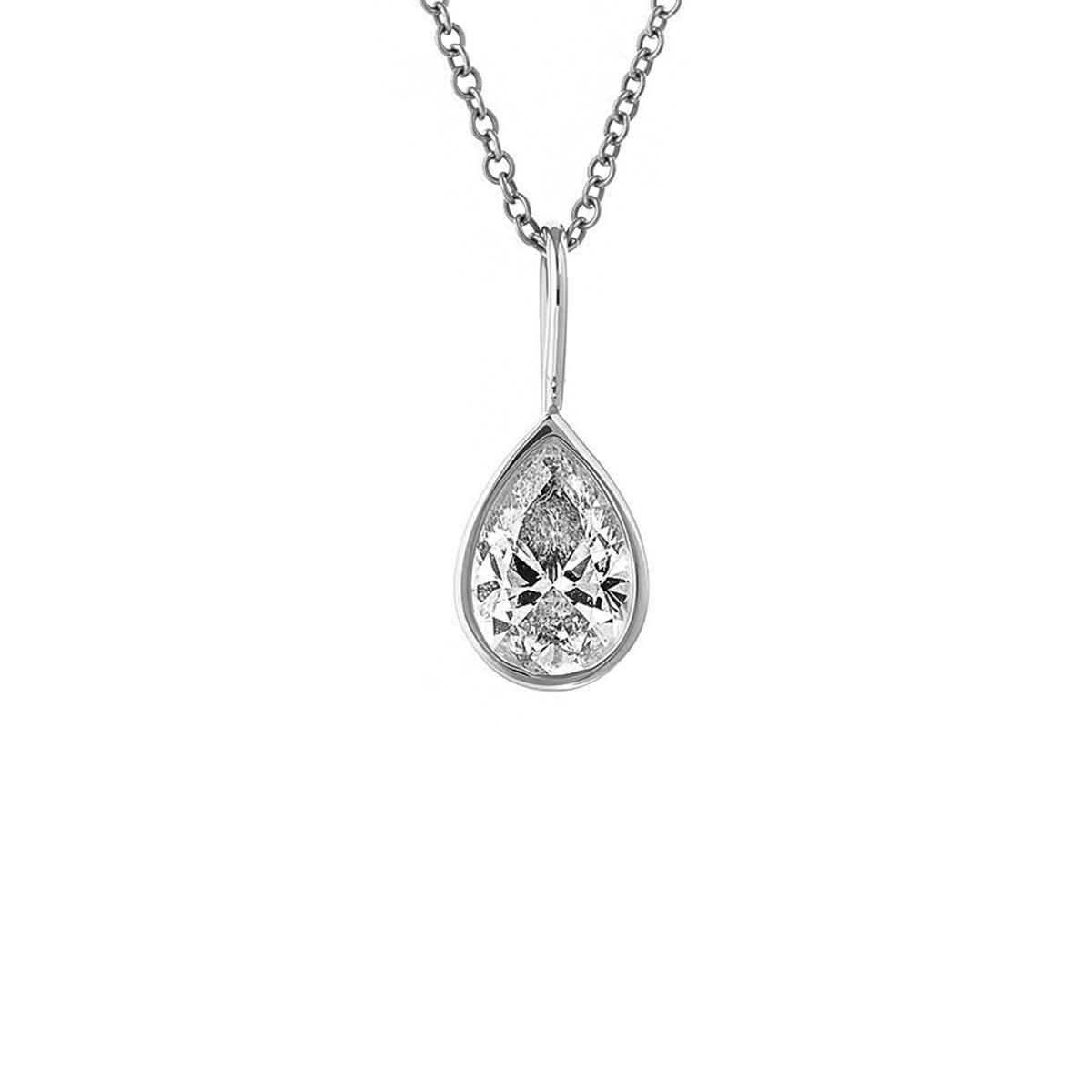 WaterDrop 1.0 Carat Lab-grown Pear Diamond Pendant in 18k White Gold