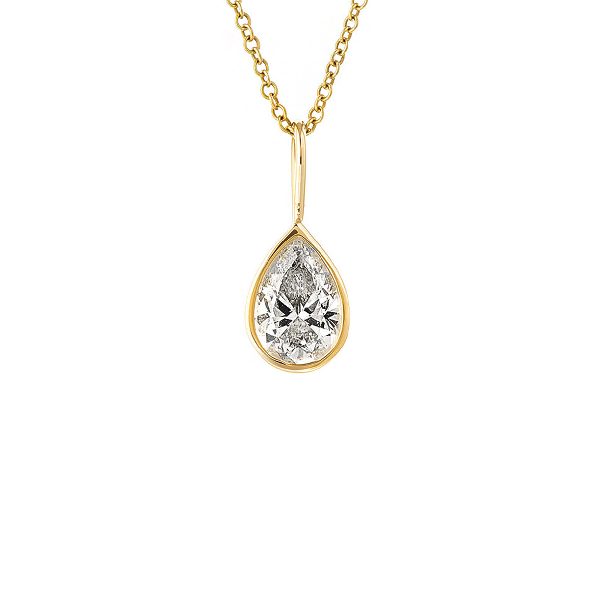 WaterDrop 1.0 Carat Lab-grown Pear Diamond Pendant in 18k Yellow Gold