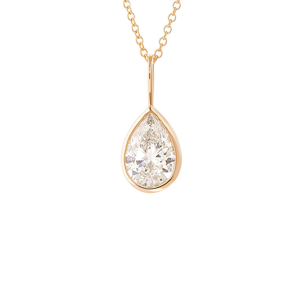 WaterDrop 1.5 Carat Lab-grown Pear Diamond Pendant in 14k Yellow Gold