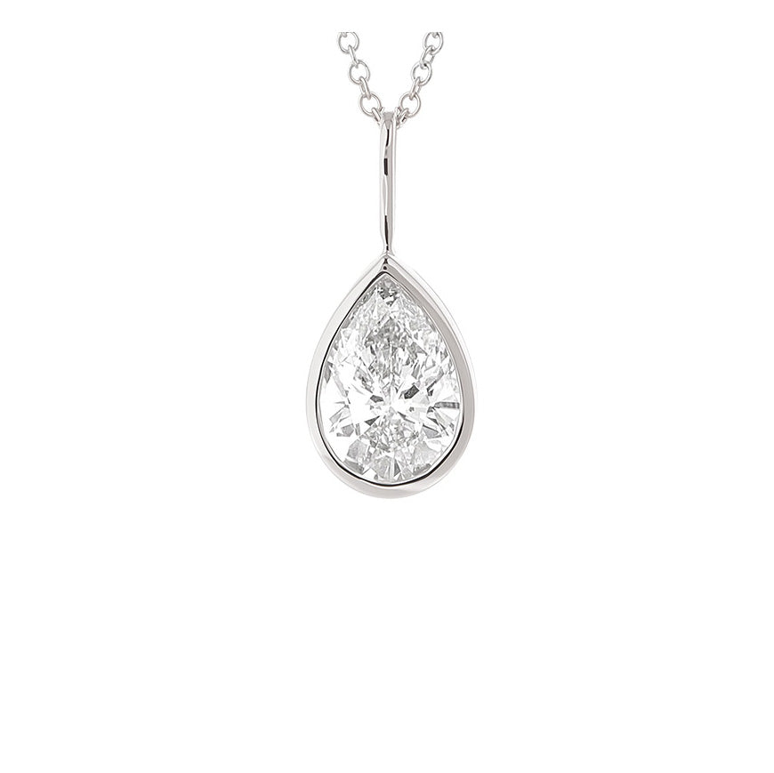 WaterDrop 1.5 Carat Lab-grown Pear Diamond Pendant in 14k White Gold