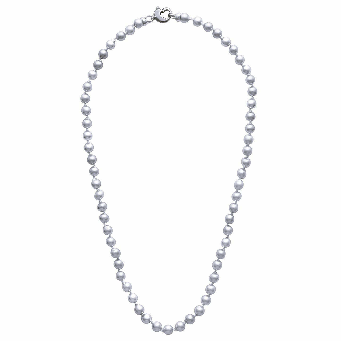 Akoya Silver-Blue 6-6.5mm Pearl Strand with Sterling Silver Heart Clasp