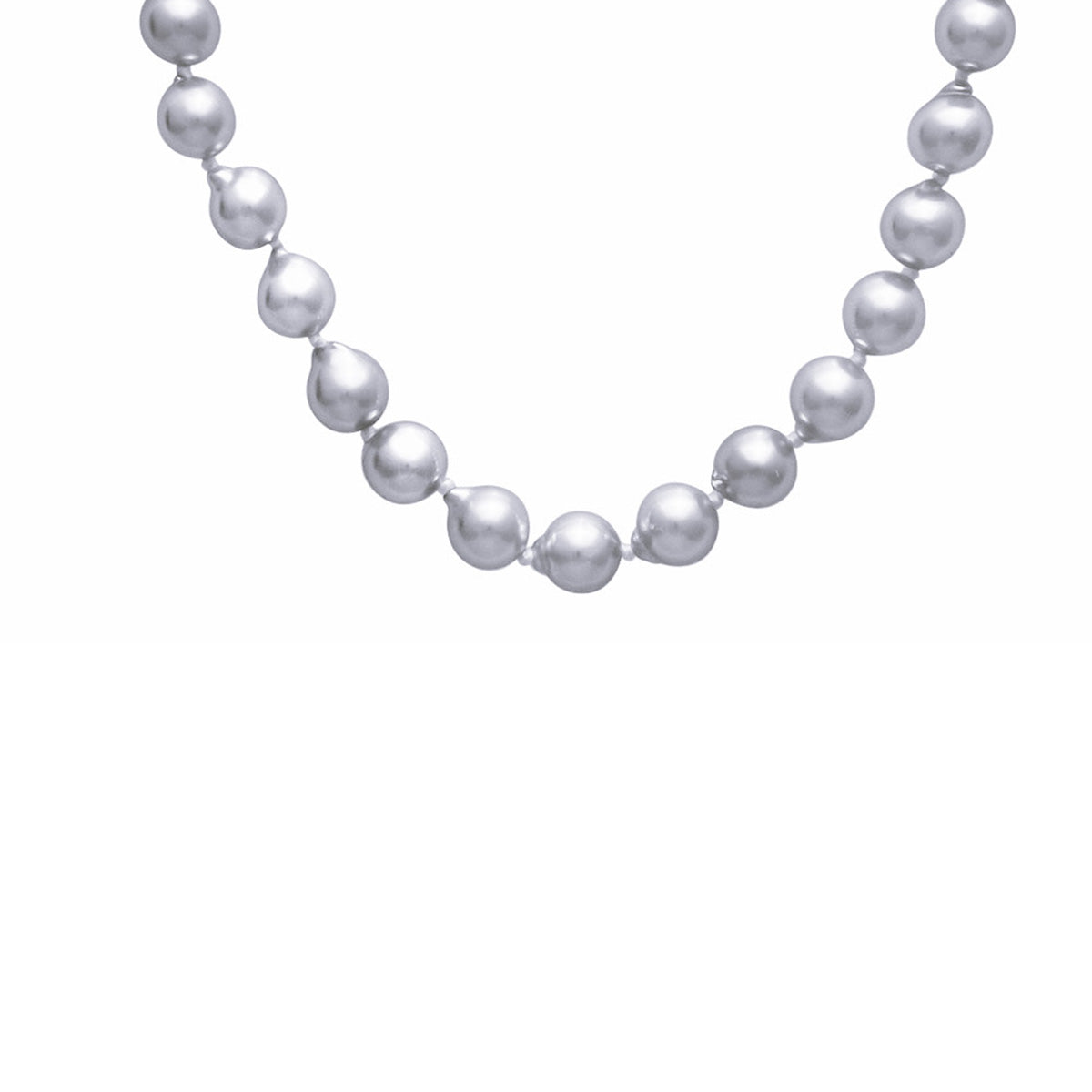 Akoya Silver-Blue 6-6.5mm Pearl Strand with Sterling Silver Heart Clasp