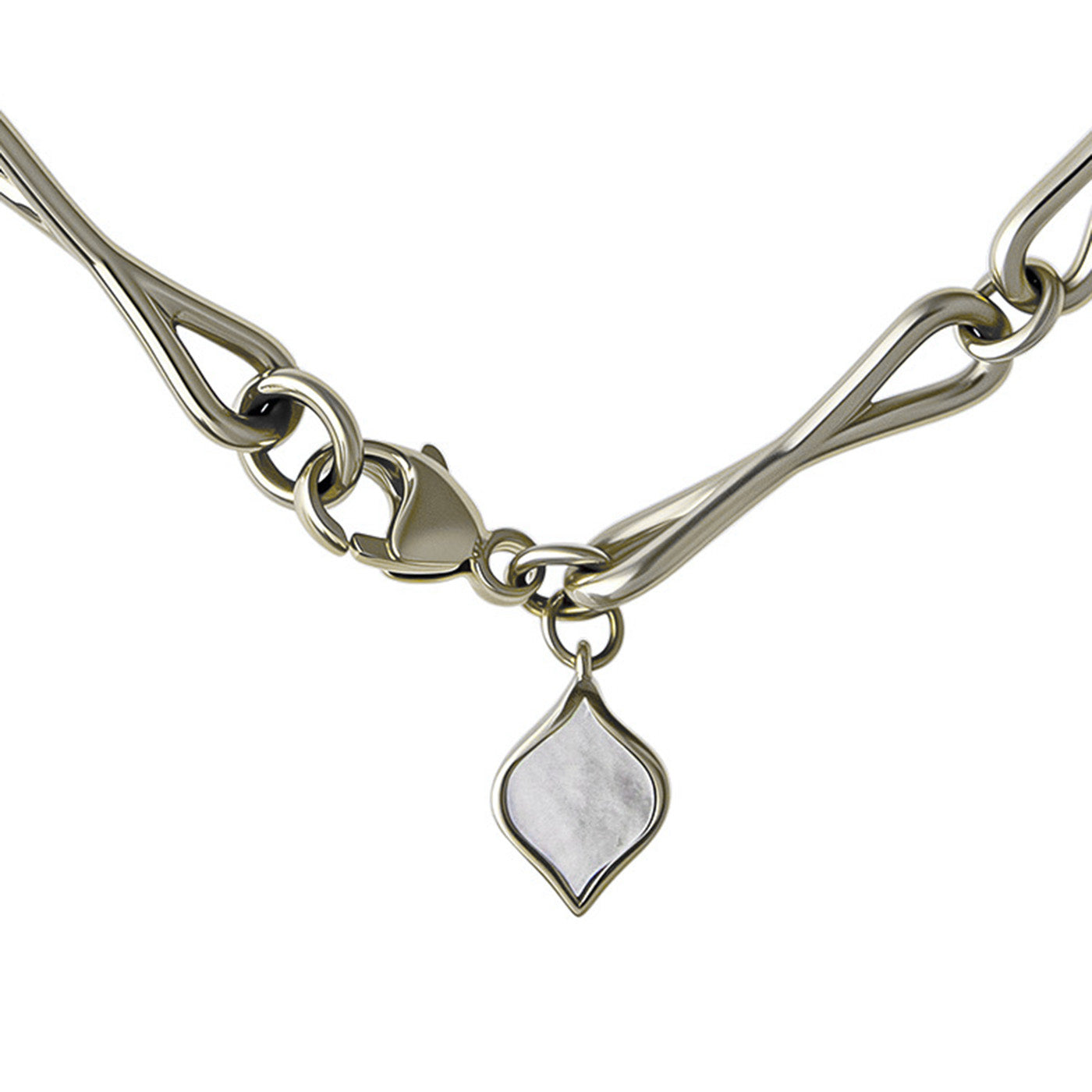 WaterDrop Medium Link Bracelet in Sterling Silver with Mother-of-Pearl Tag