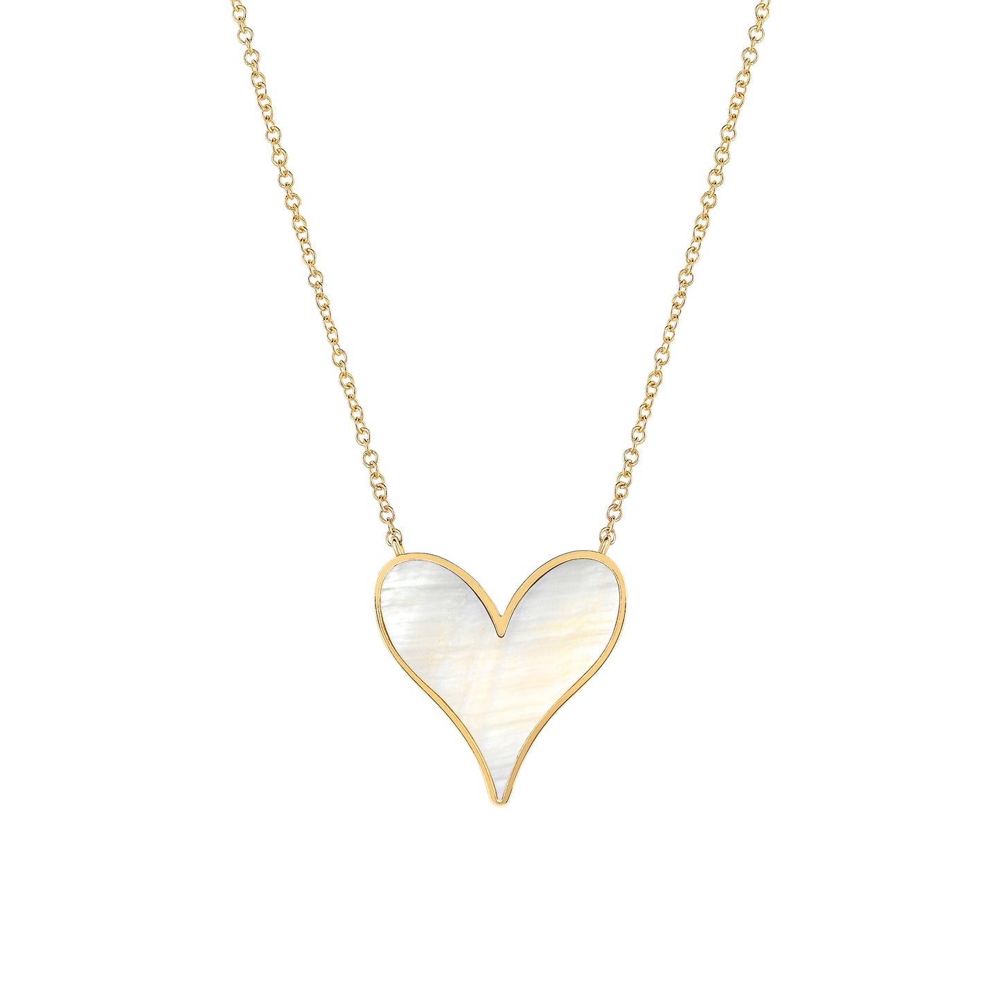 Love Pendant 15mm in 18k Yellow Gold and Mother-of-Pearl