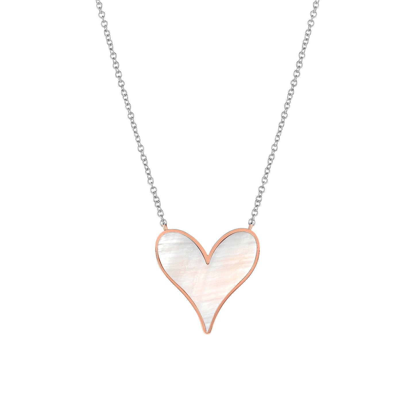 Love Pendant 15mm in 18k Rose Gold and 18k White Gold and Mother-of-Pearl