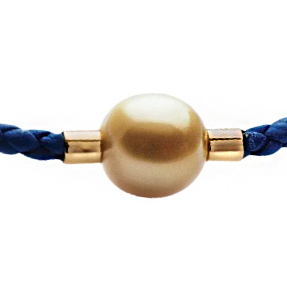 JEWELMER South Sea Pearl Bracelet on Blue Braided Cord