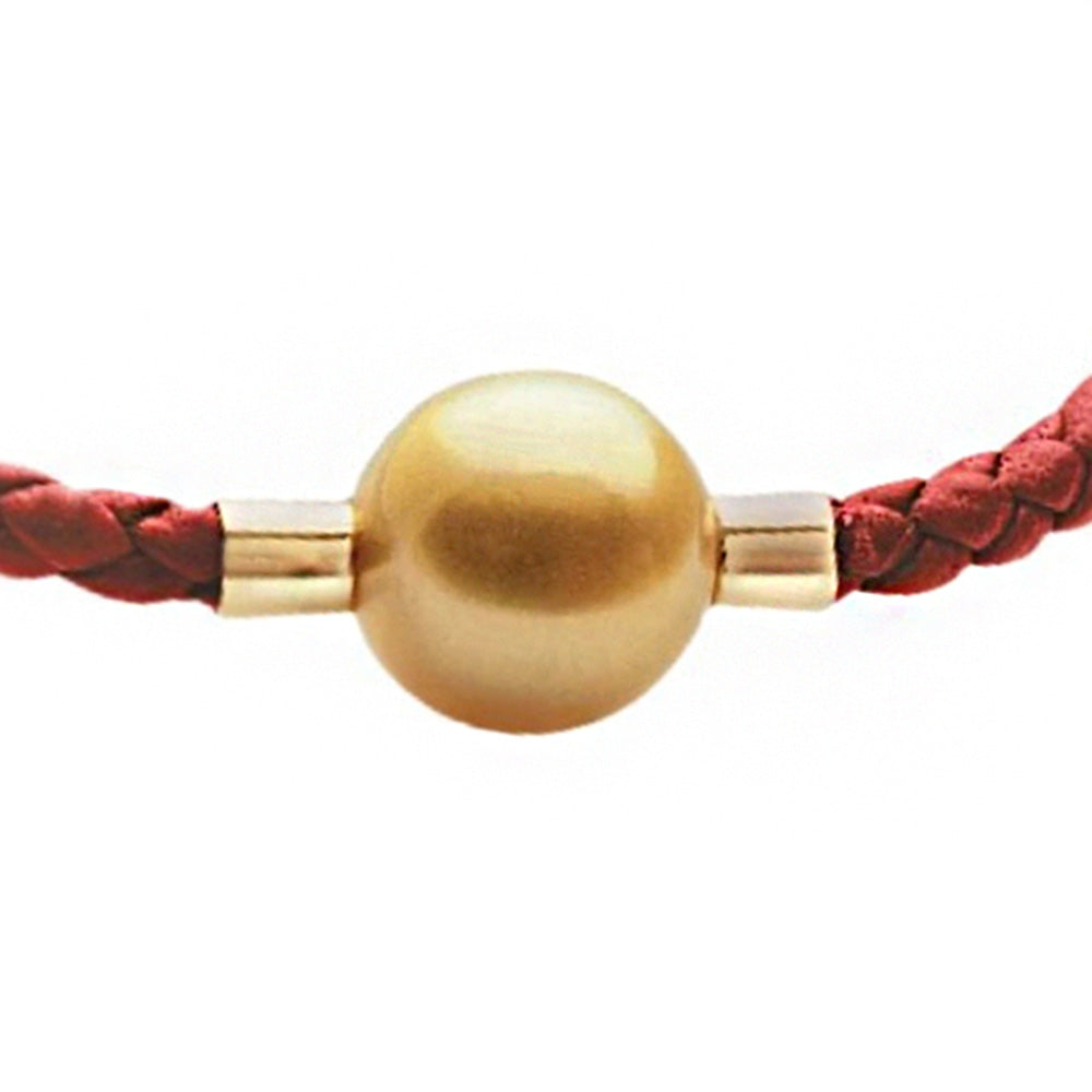 JEWELMER South Sea Pearl Bracelet on Red Braided Cord