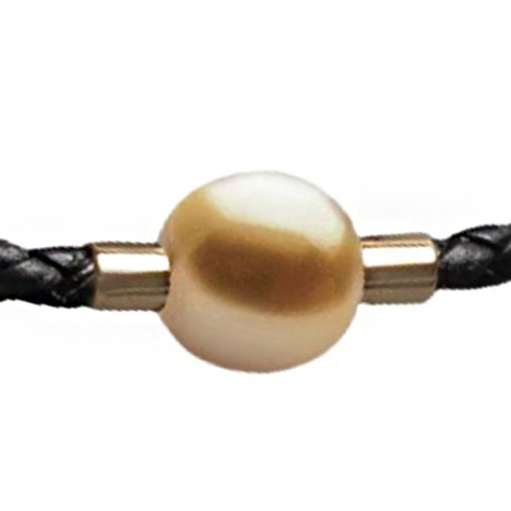 JEWELMER South Sea Pearl Bracelet on Black Braided Cord