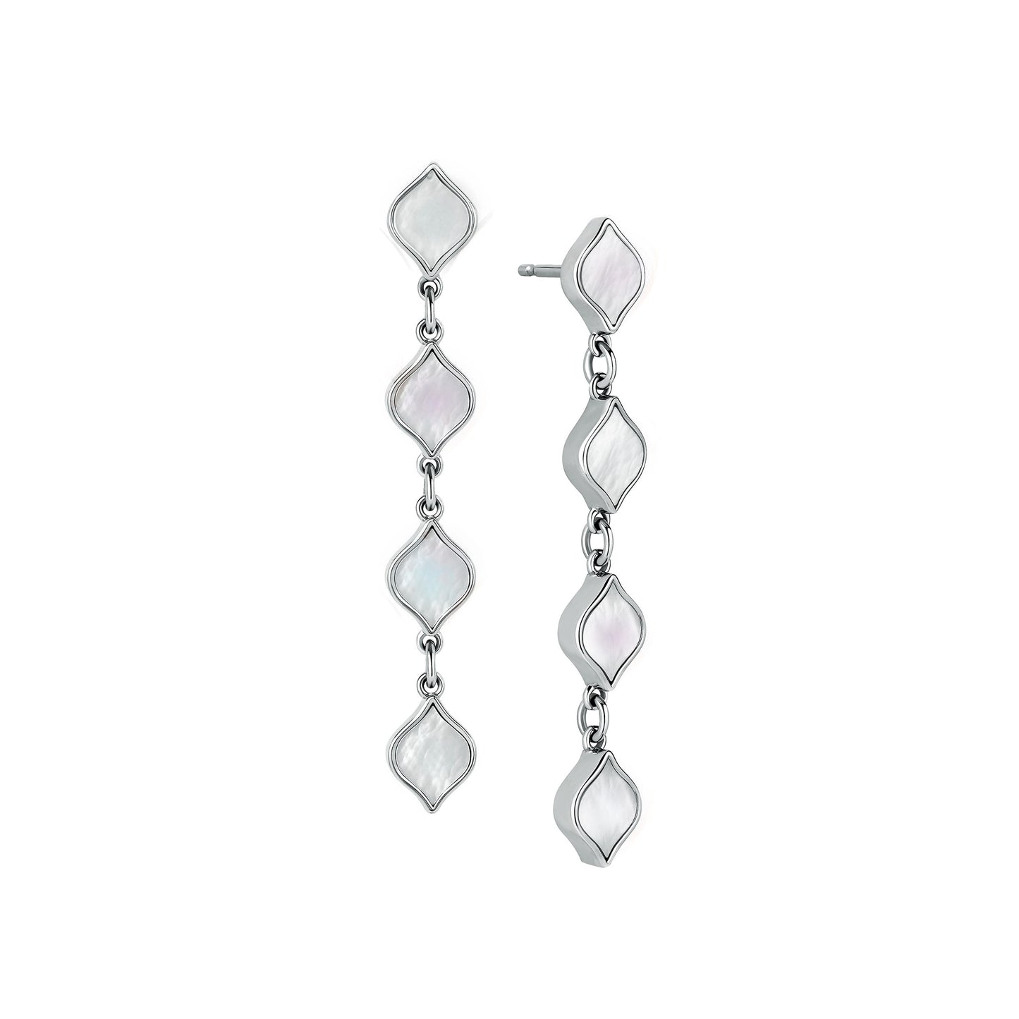Unity Drop Earrings in Sterling Silver and 7mm Mother-of-Pearl