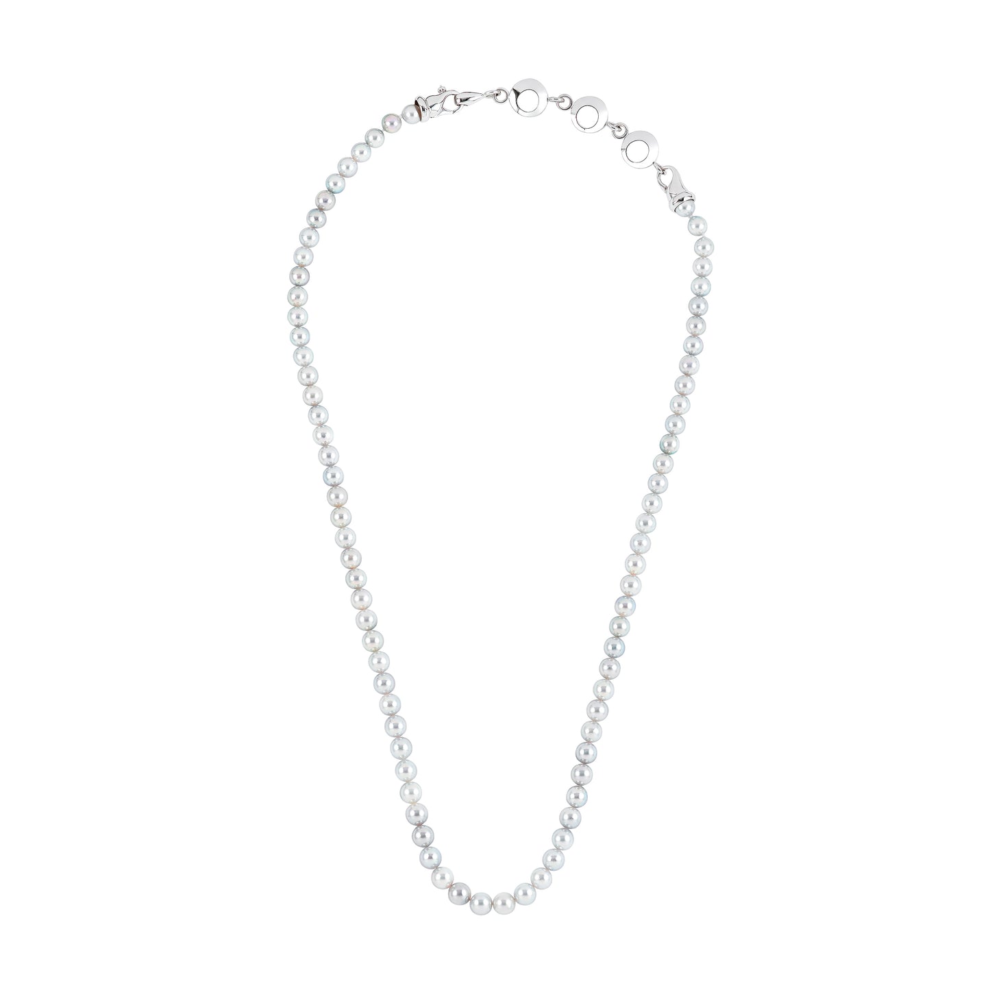 Akoya Silver-Blue 6-6.5mm Pearl Strand with Sterling Silver Circle Clasp