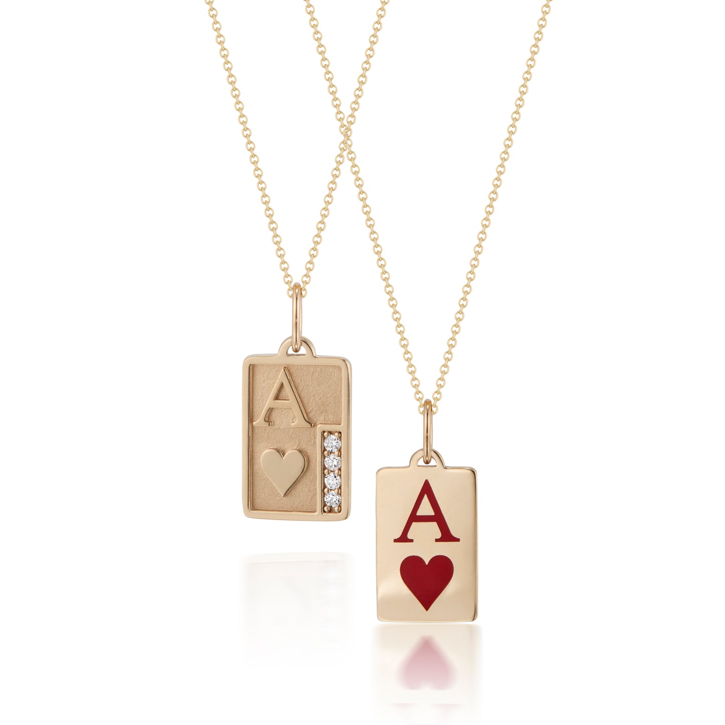 Tiary Ace of Hearts Pendant in 14K Yellow Gold