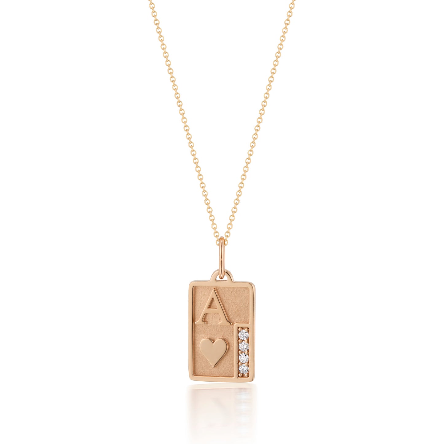 Tiary Ace of Hearts Diamond Pendant in 14K Yellow Gold
