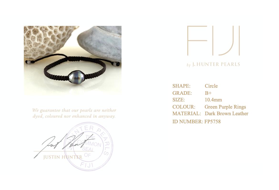 Fiji Green Purple Circle 10mm Pearl Bracelet