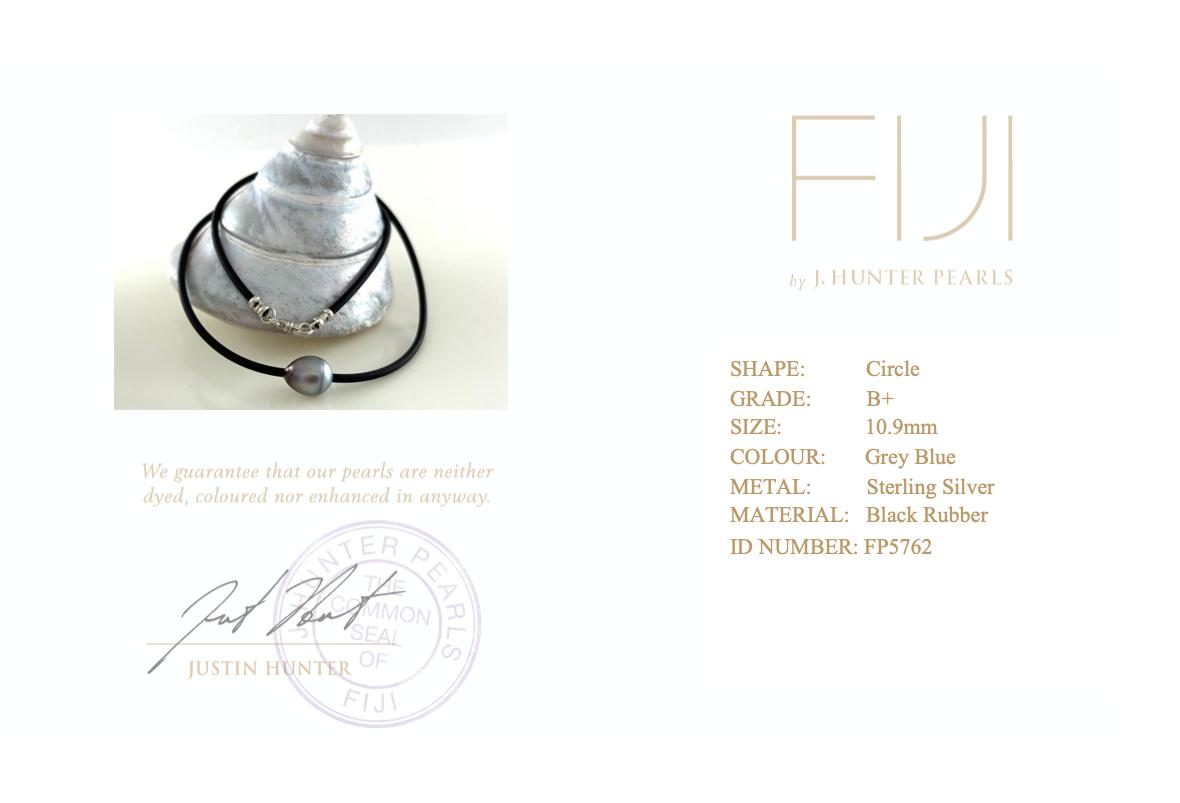 Fiji Grey Blue Circle 10.9mm Pearl Necklace