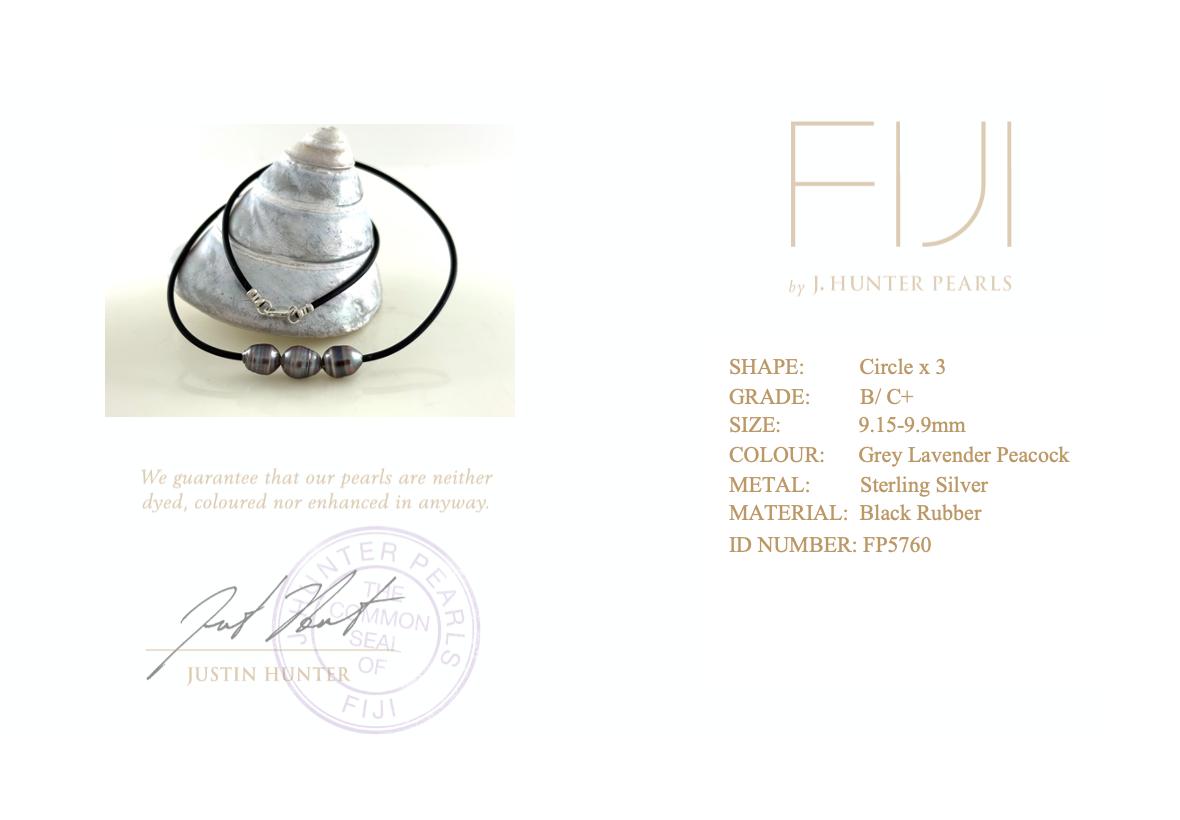 Fiji Grey, Lavender, Peacock Three Circle 9.1 - 9.9mm Pearl Necklace