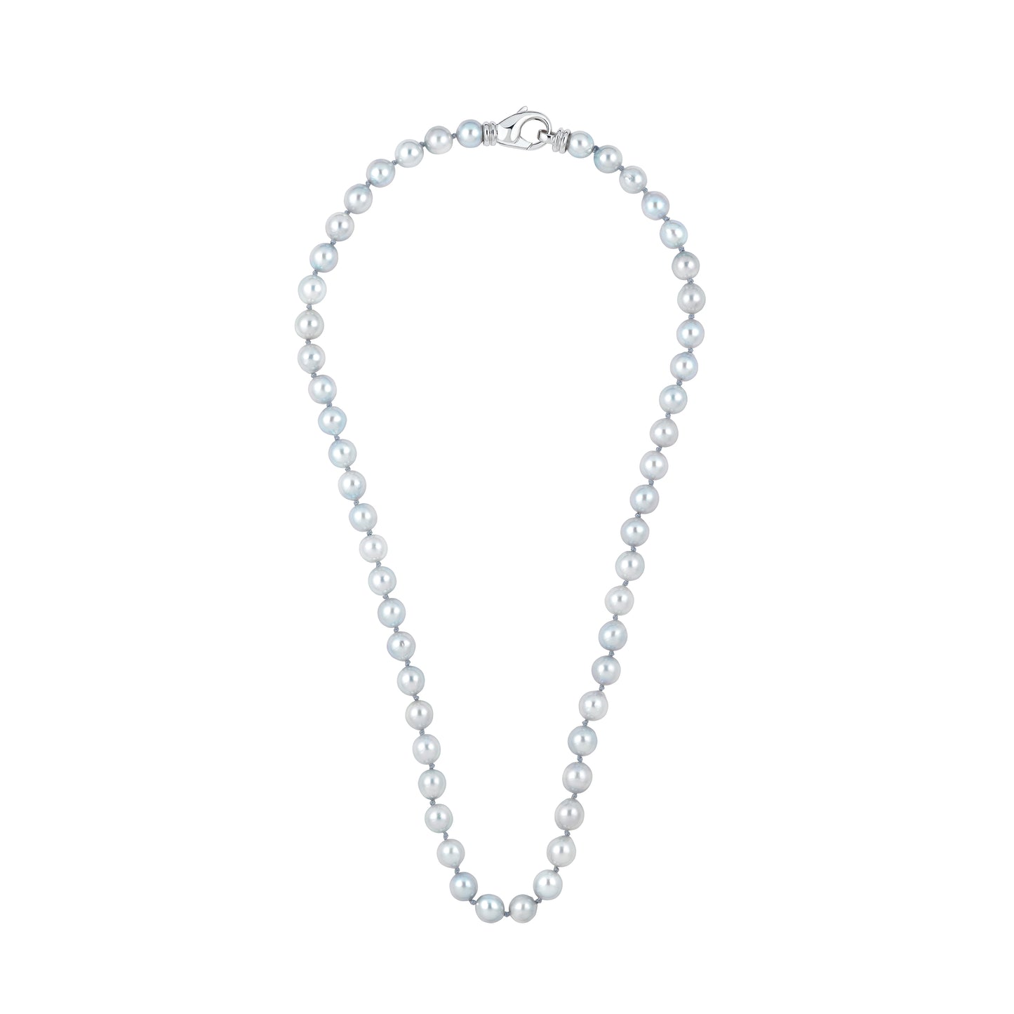 Akoya Silver-Blue Pearl Strand 6.0-6.5mm with Sterling Silver Lobster Clasp