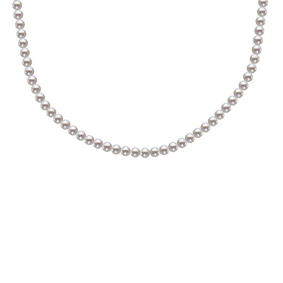 Akoya Mini White Opera Length 4.0-4.5mm Pearl Strand with Sterling Silver Heart Clasp