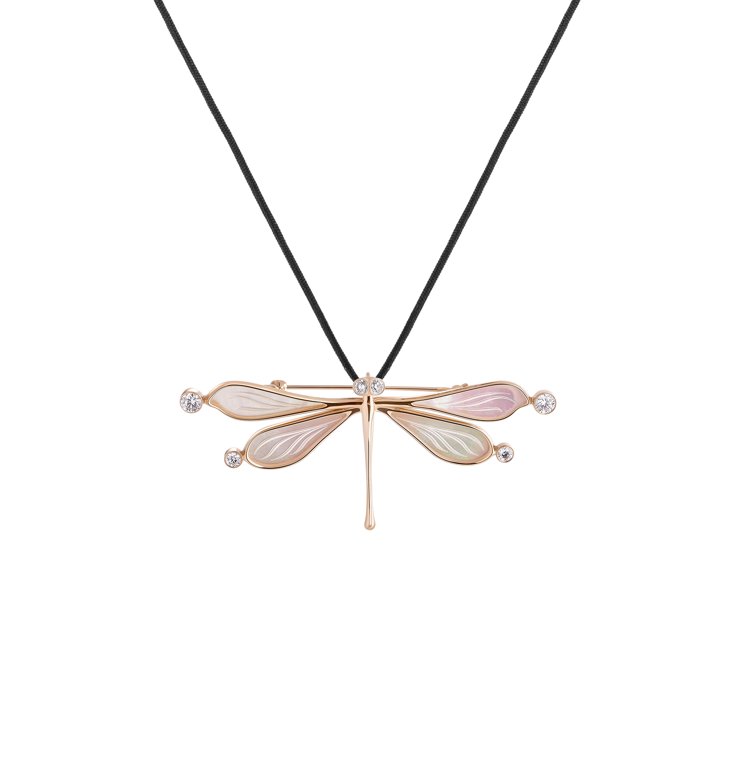 Dragonfly Brooch in 14k Yellow Gold and Mother-of-Pearl