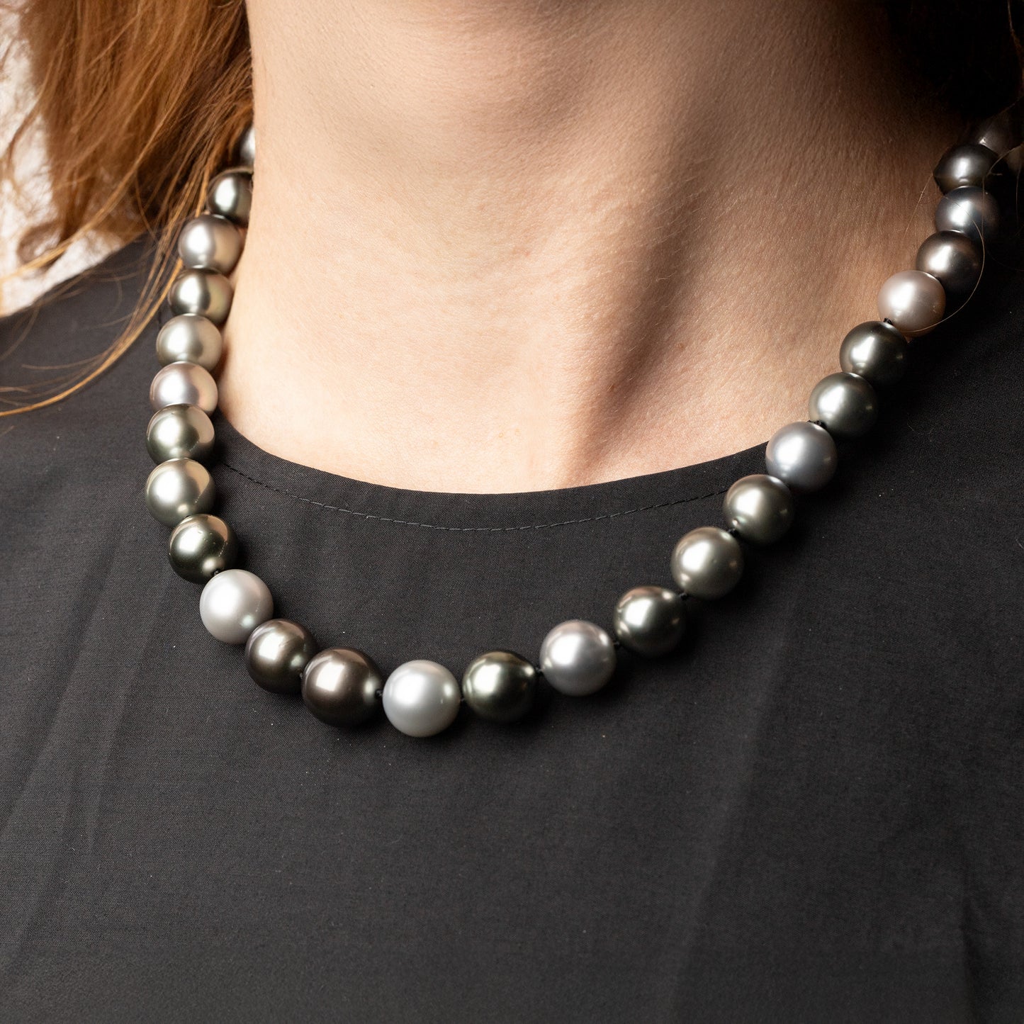 Tahitian Multicolor Near Round Baroque 10-12mm Pearl Necklace