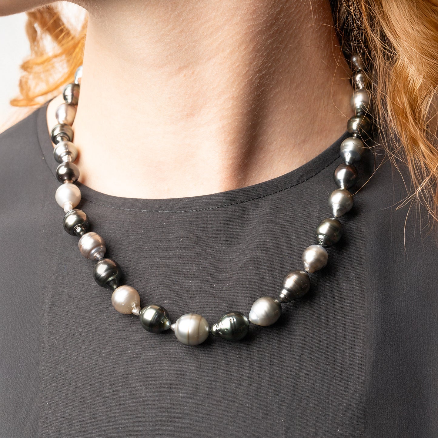 Tahitian Multicolor Baroque 8-12mm Circled Baroque Pearl Necklace