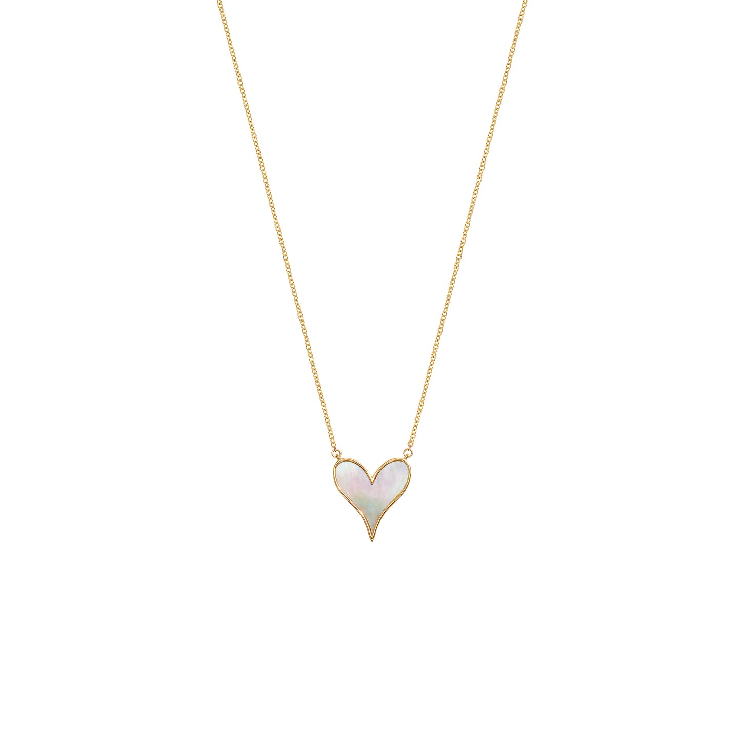 Love Pendant 15mm in 18k Yellow Gold and Mother-of-Pearl