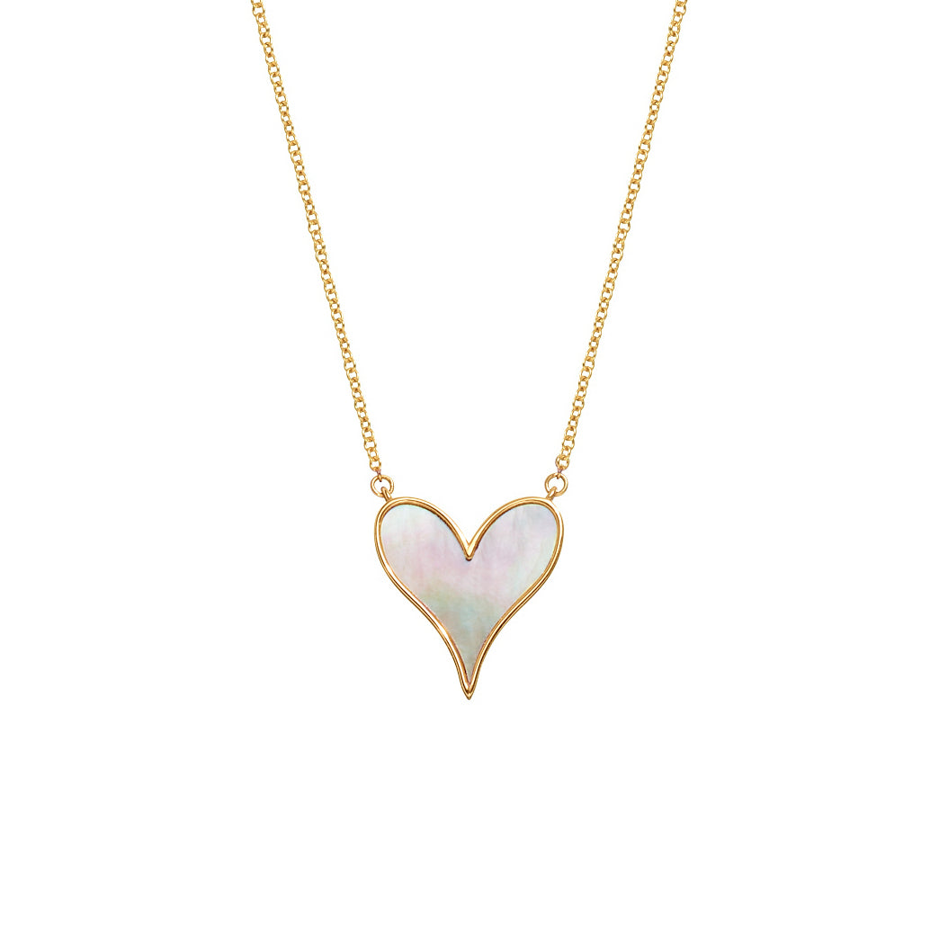 Love Pendant 15mm in 18k Yellow Gold and Mother-of-Pearl