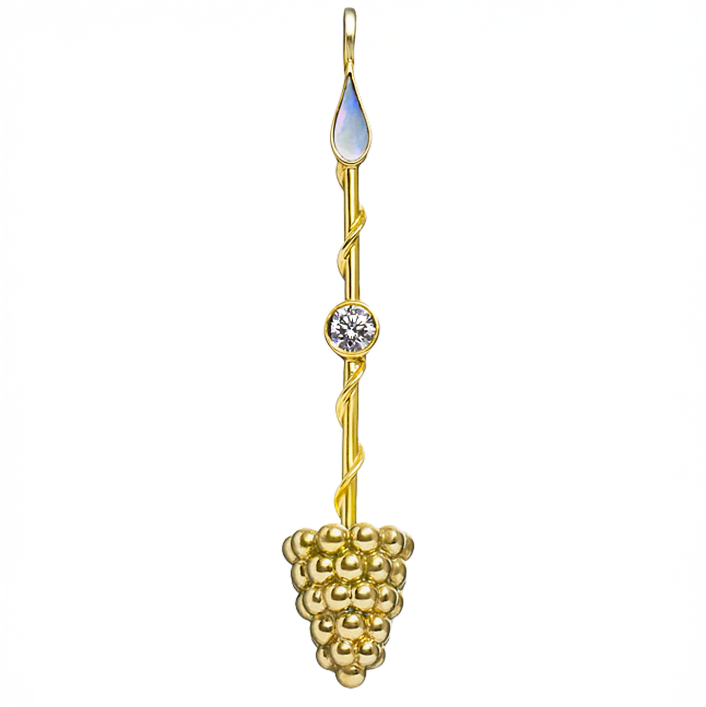 Prosperity Wand Pendant in 18k Yellow Gold and Mother-of-Pearl