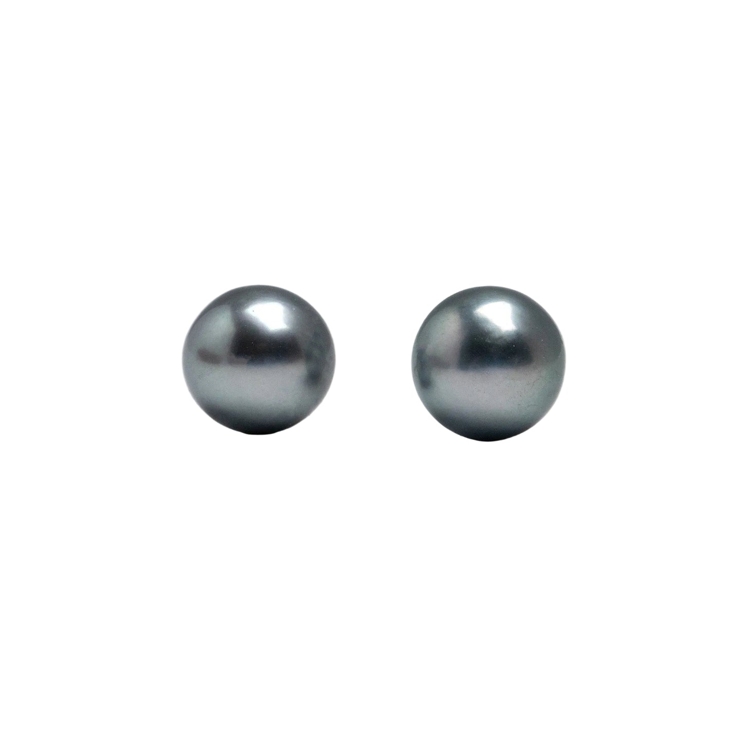 Tahitian Round Stud Earrings, 11-12mm