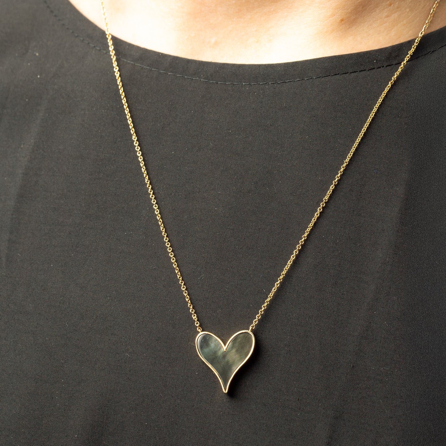 Love Pendant 15mm in 18k Yellow Gold and Tahitian Mother-of-Pearl