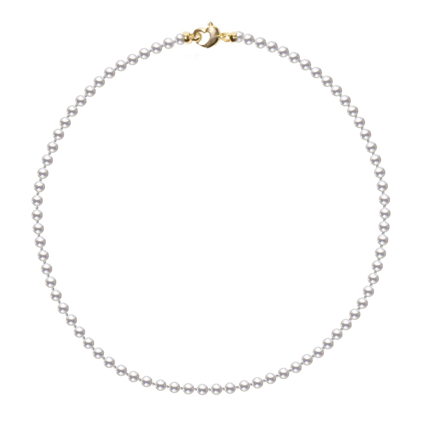 Akoya Mini 4.0-5.0mm White Pearl Strand with 14k Yellow Gold Heart Clasp