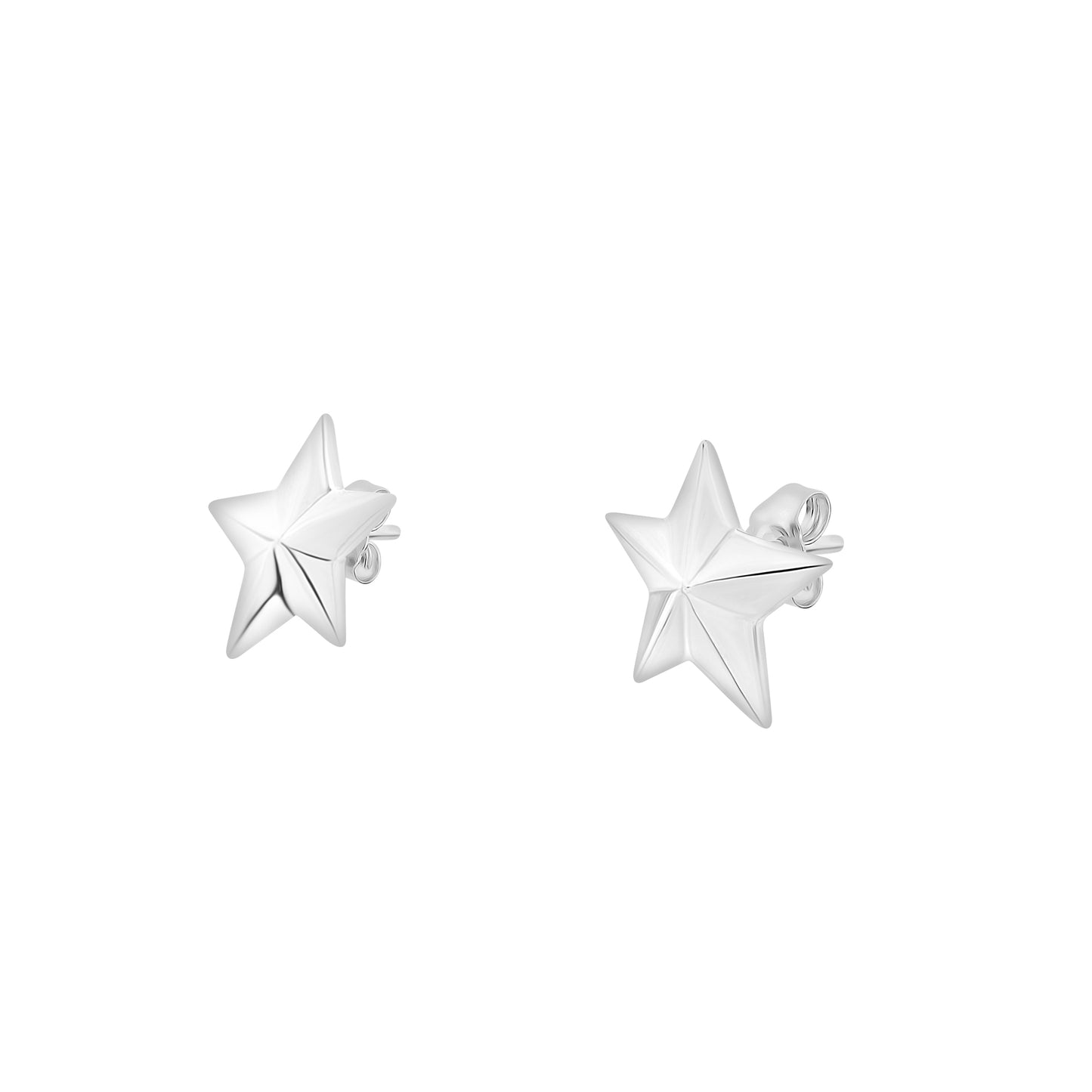 Angela Cummings small star sterling silver earrings showing a side view