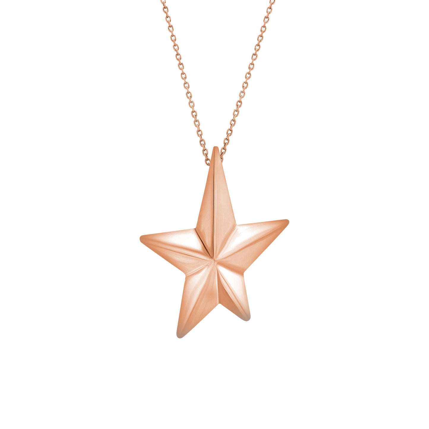 Angela Cummings x Roseate large Star pendant in 18k rose gold on a delicate cable chain