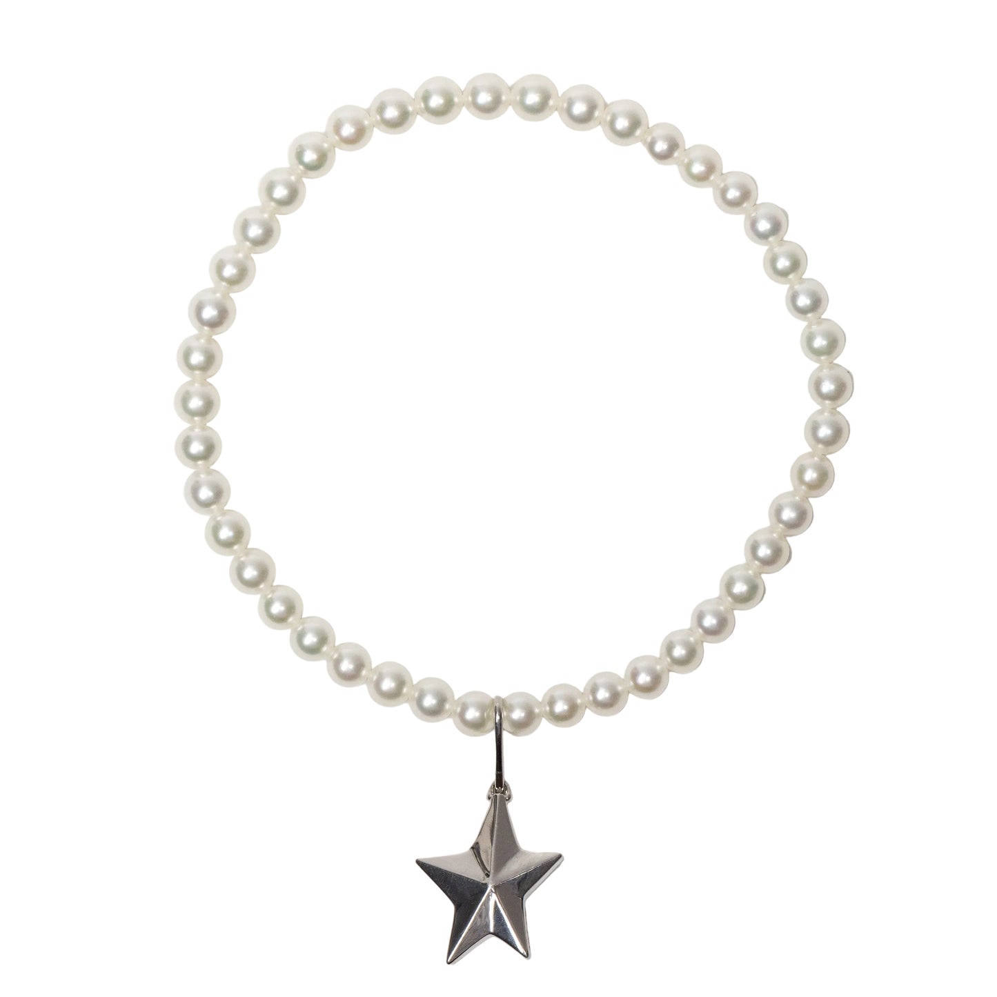 Akoya pearl bracelet on elastic with sterling silver Angela Cummigs Star charm