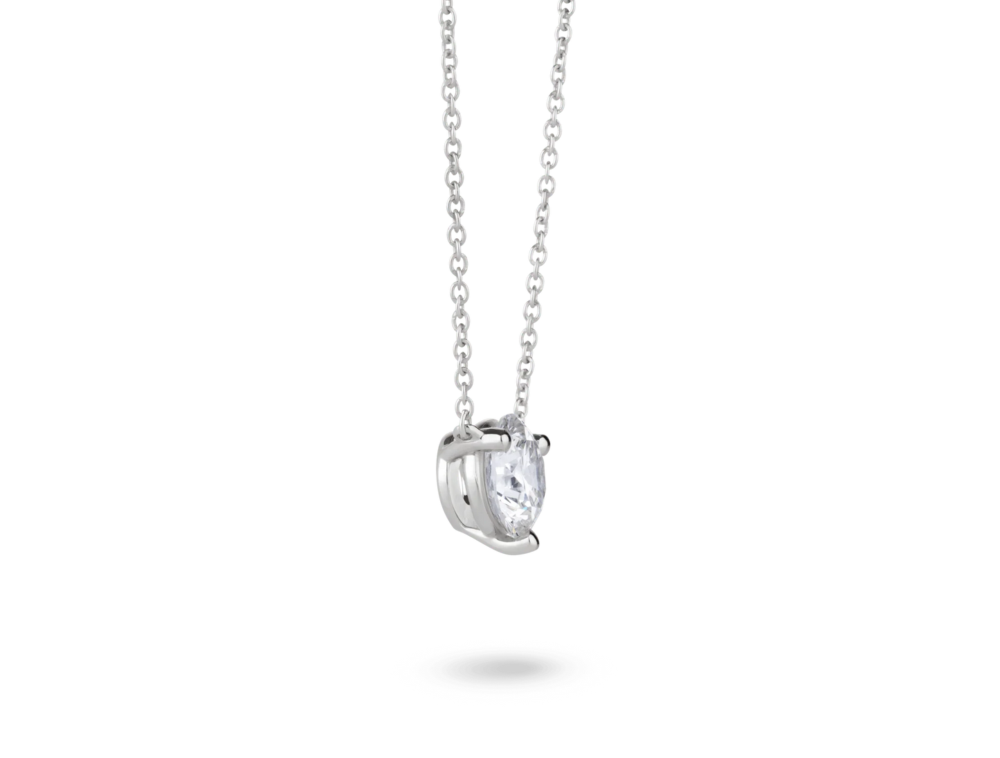 Lab-Grown Diamond 1ct Solitaire Round Necklace in White Gold