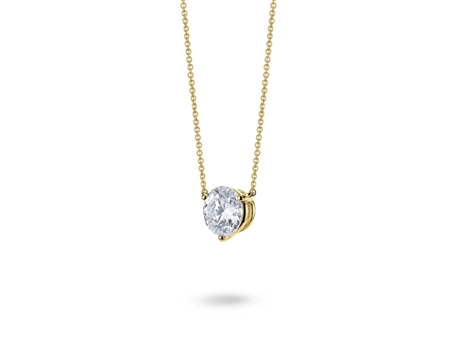 LIGHTBOX Lab-Grown Diamond 2 CT Solitaire Round Necklace in 14K Yellow Gold