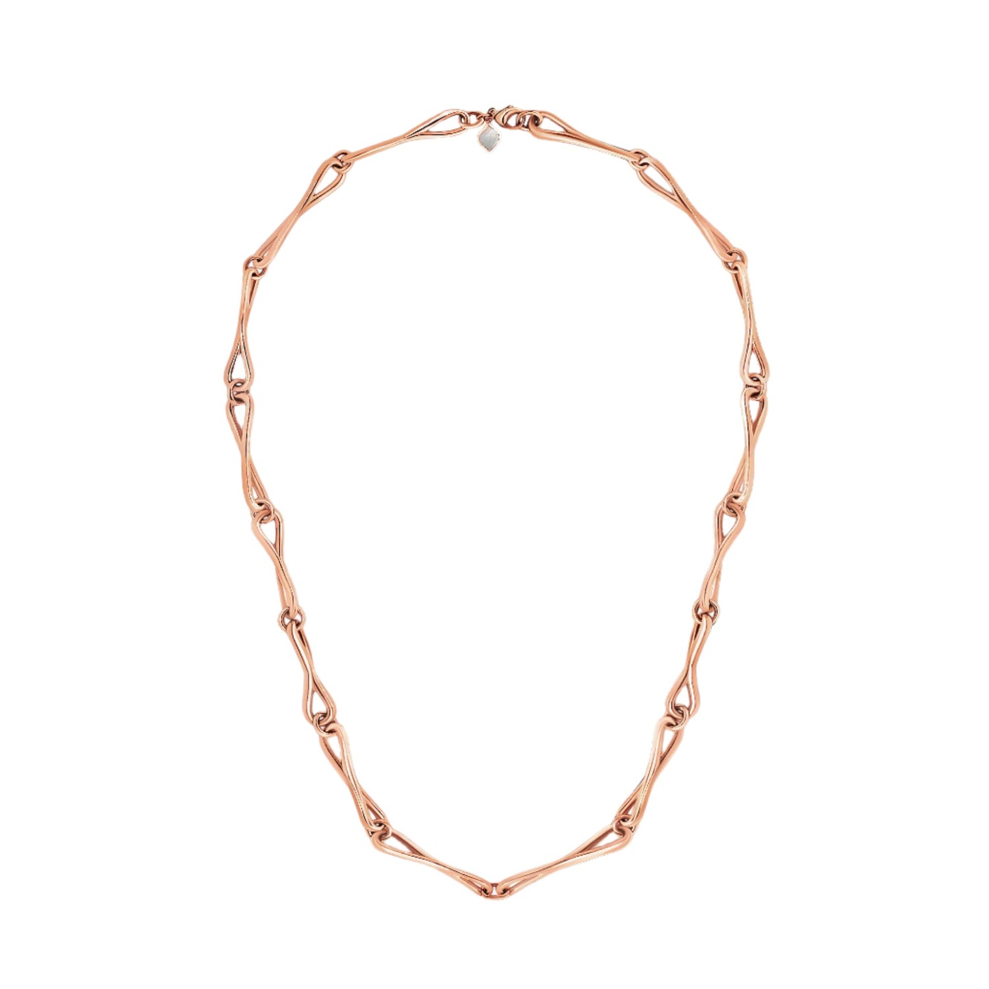 WaterDrop Large Link Necklace in 14k Rose SMO Gold with Mother-of-Pearl Tag