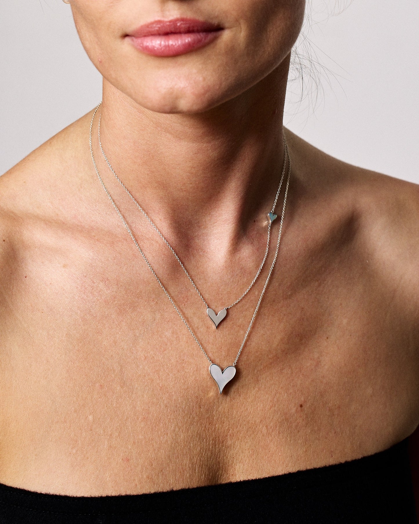 LoveLock Double Heart Pendant in Sterling Silver and Mother-of-Pearl