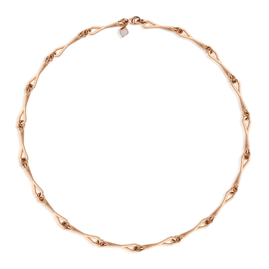 WaterDrop Large Link Necklace in 14k Rose SMO Gold with Mother-of-Pearl Tag