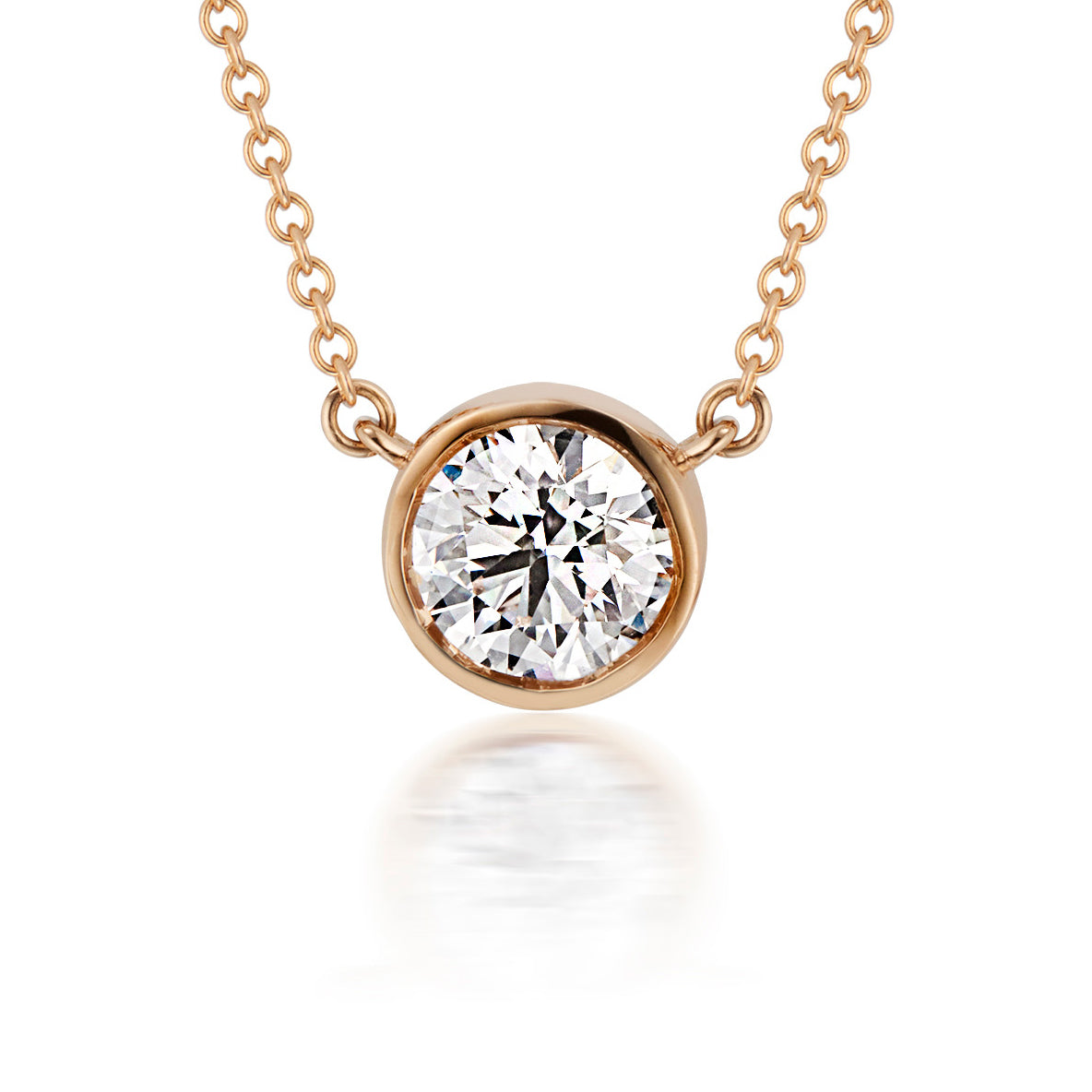 Bezel Set Lab-grown Diamond Pendant .5 Carat in 18k Rose Gold