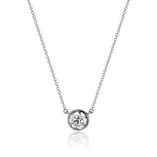 Bezel Set Lab-grown Diamond Pendant .5 Carat in 18k White Gold